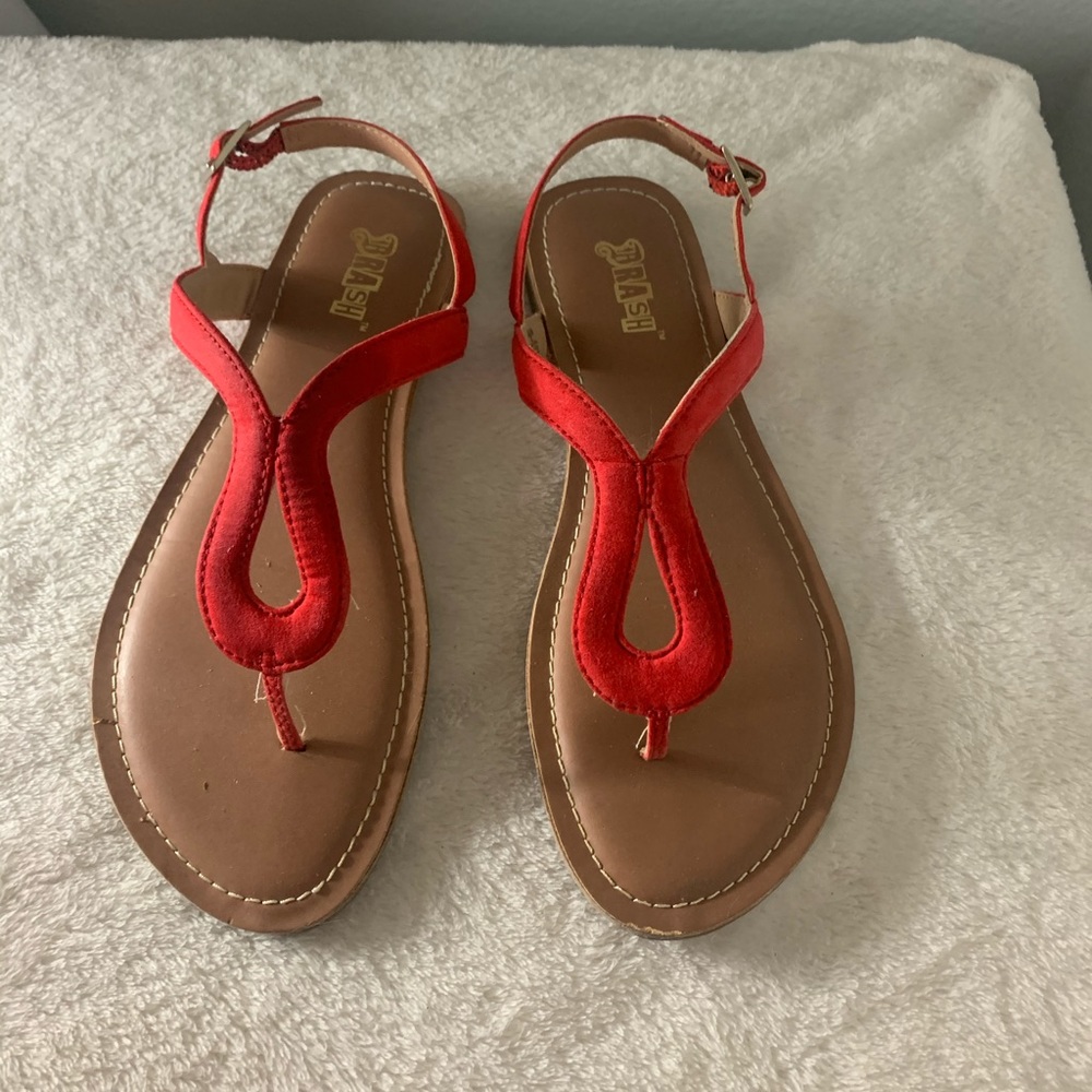 Red and tan sandals